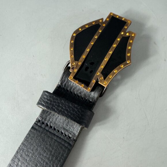 Harley Davidson Sequined Official Black Leather Belt, Size 38 - Picture 8 of 12